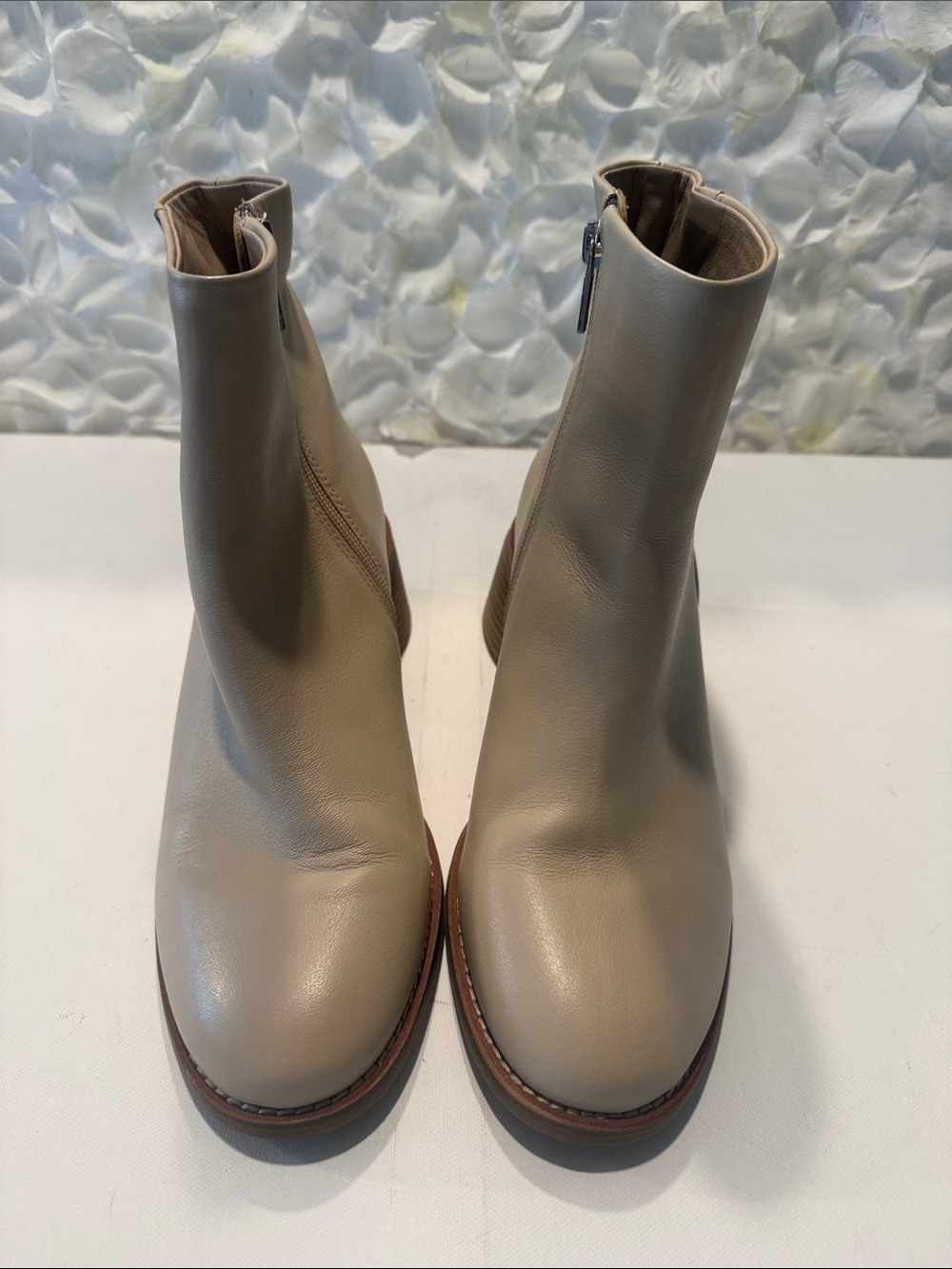Lucky Brand Cream Tan Zip Ankle Boots